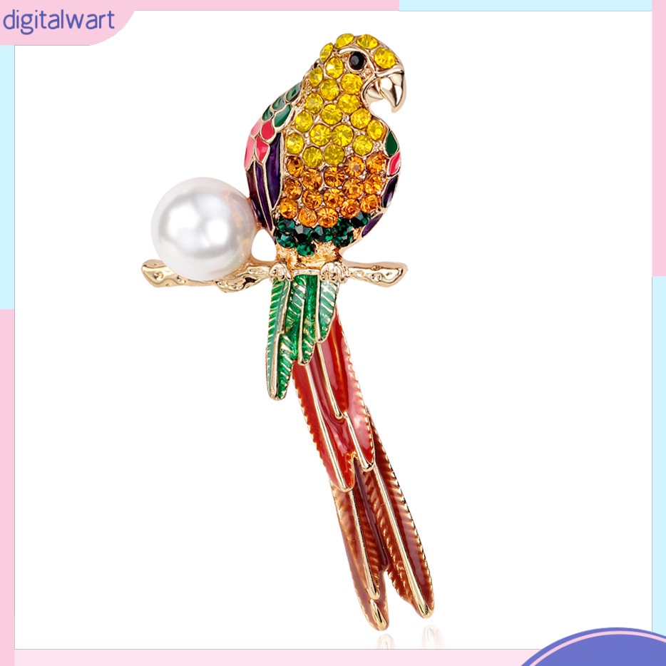 Ghim Cài Áo Hình Chú Vẹt Pha Lê / Hạt Ngọc Trai [DG]