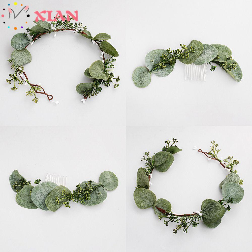 XIANTIN Lược Cài Tóc Hình Cành Lá Màu Xanh Lá Thiết Kế Mới Cao Cấp Thời Trang