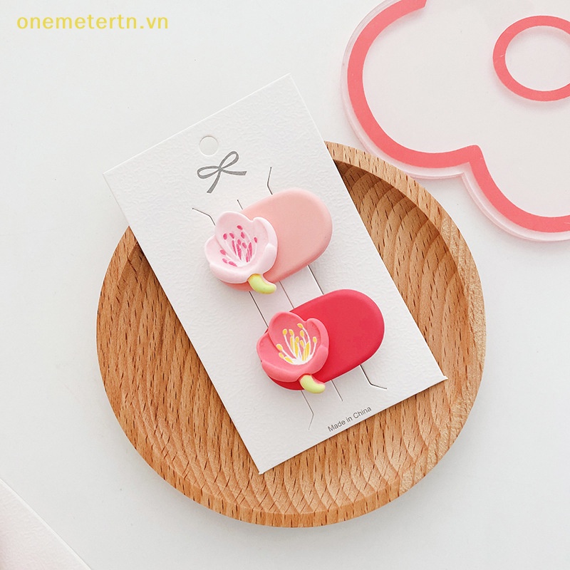 Bộ 2 Dây Cột Tóc Co Giãn Hình Hoa Tulip Màu Hồng Kiểu Hàn Quốc Cho Bé