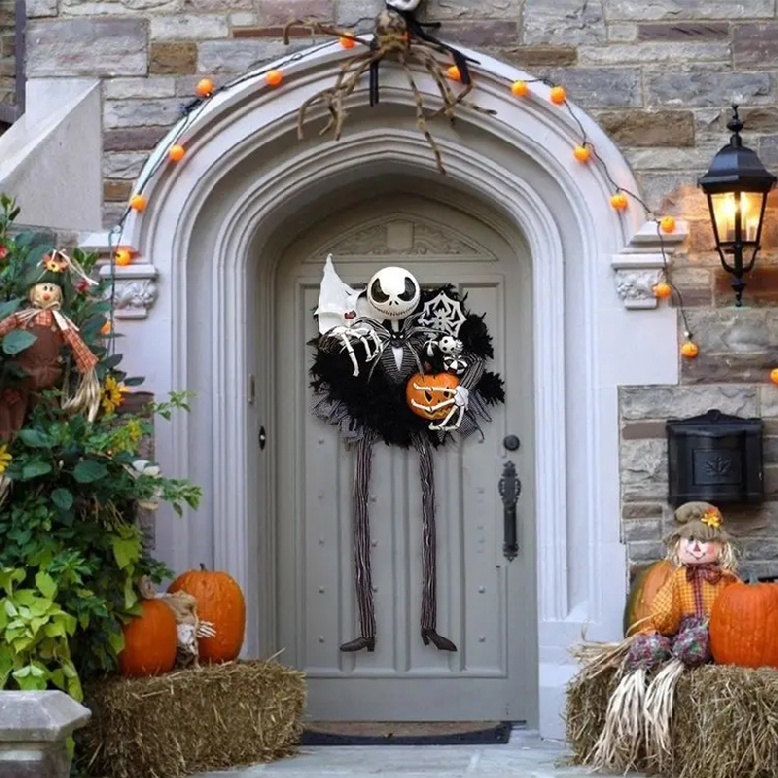 New 1pc Fall Halloween Nightmare Before Christmas Jack Skellington Wreath