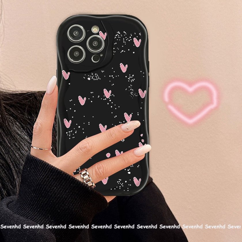 Ốp Điện Thoại Họa Tiết Hoạt Hình Trái Tim &amp; Hoa Hồng Cho IPhone14 13 12 11 Pro Max 8 7 6 6s Plus X Xr Xs Max SE 2020