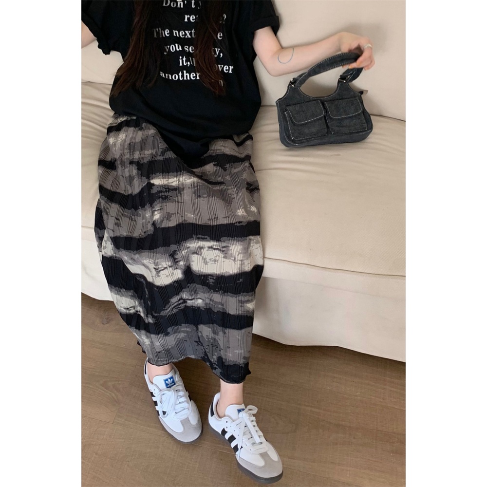 SUXI Chân Váy Midi Lưng Cao In Họa Tiết Phong Cách Vintage