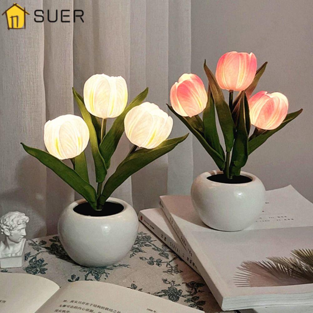SUENIN Đèn LED Để Bàn Hình Hoa Tulip
