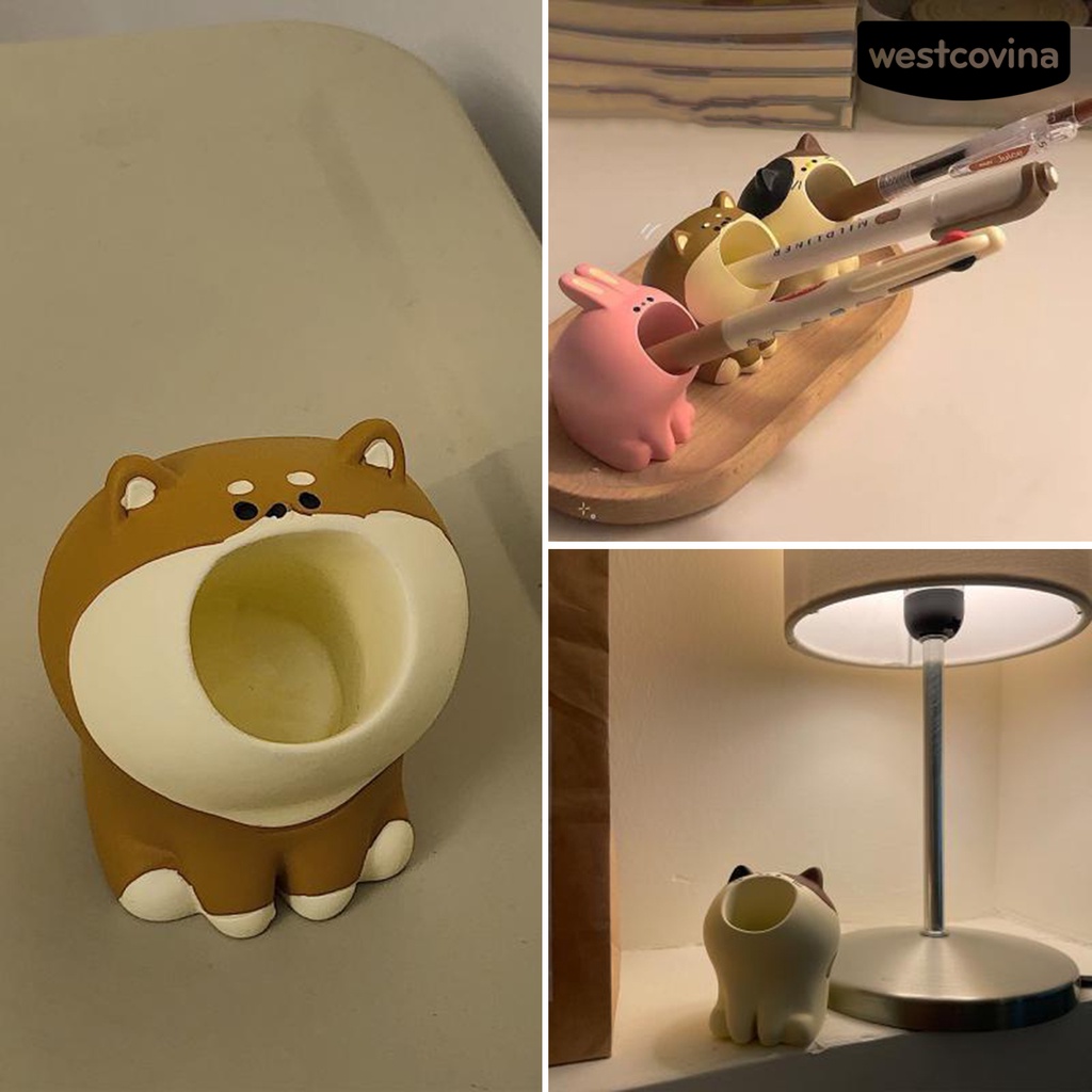 [WSTN]✎Giá Đỡ Bút Để Bàn Mini Bằng Nhựa Resin Họa Tiết Hoạt Hình Dễ Thương