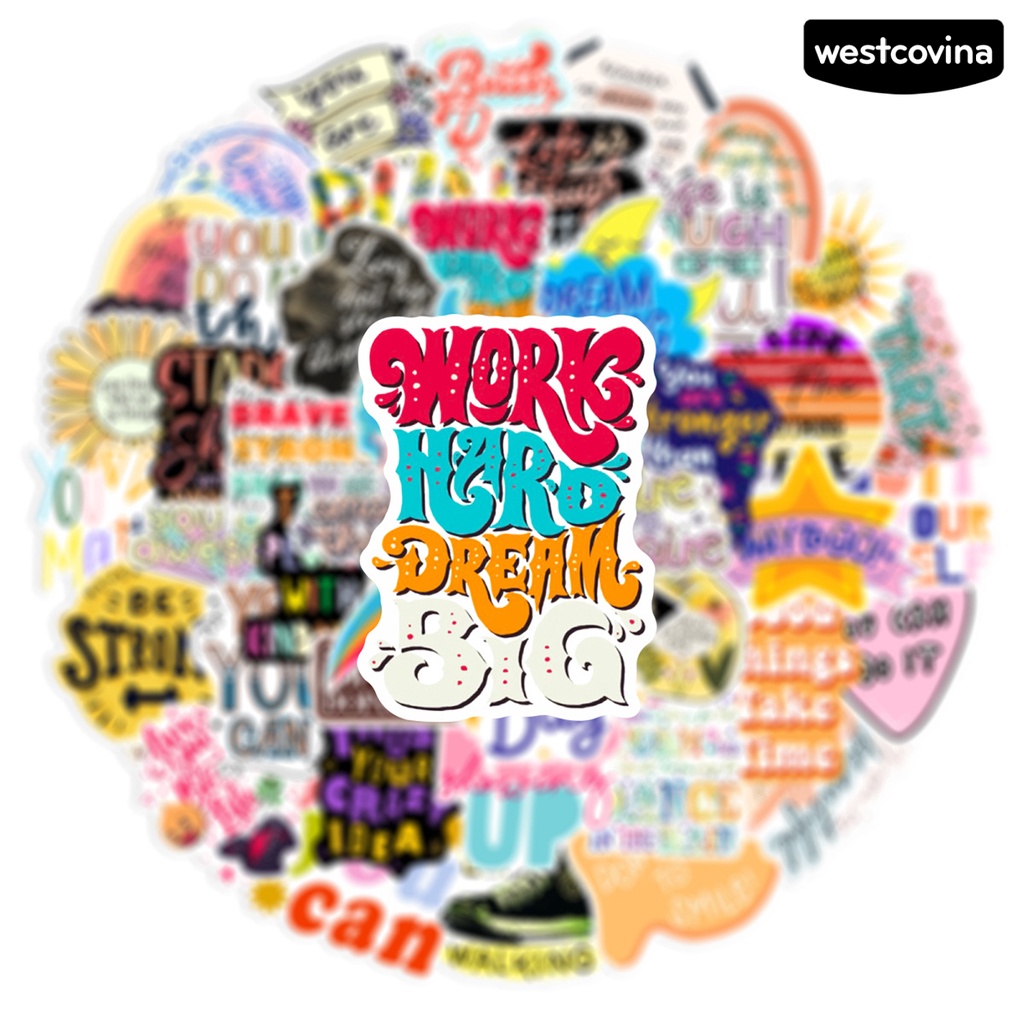 [WSTN] [WSTN]✎Bộ 50 Miếng Dán Họa Tiết Hoạt Hình Graffiti Chống Thấm Nước Không Phai Màu Tự Dính Không Bị Cảm Hứng Tiếng Anh