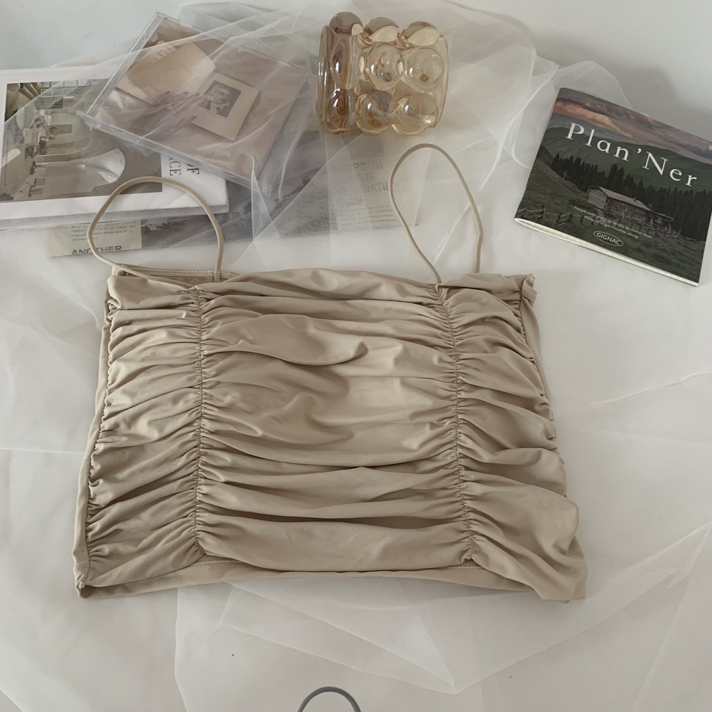 NZN Áo Lụa Hai Dây Xếp Ly Thời Trang Mùa Hè Cho Nữ