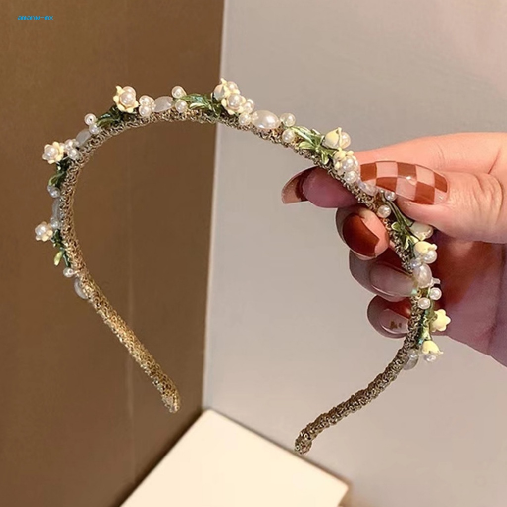 Am * Băng Đô Hoa Đính Ngọc Trai Giả Thanh Lịch Hoàn Hảo Chống Trượt Cho Nữ