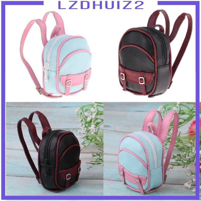 Ba Lô Da Có Khóa Kéo Màu Đen Dành Cho Búp Bê 6 Inch