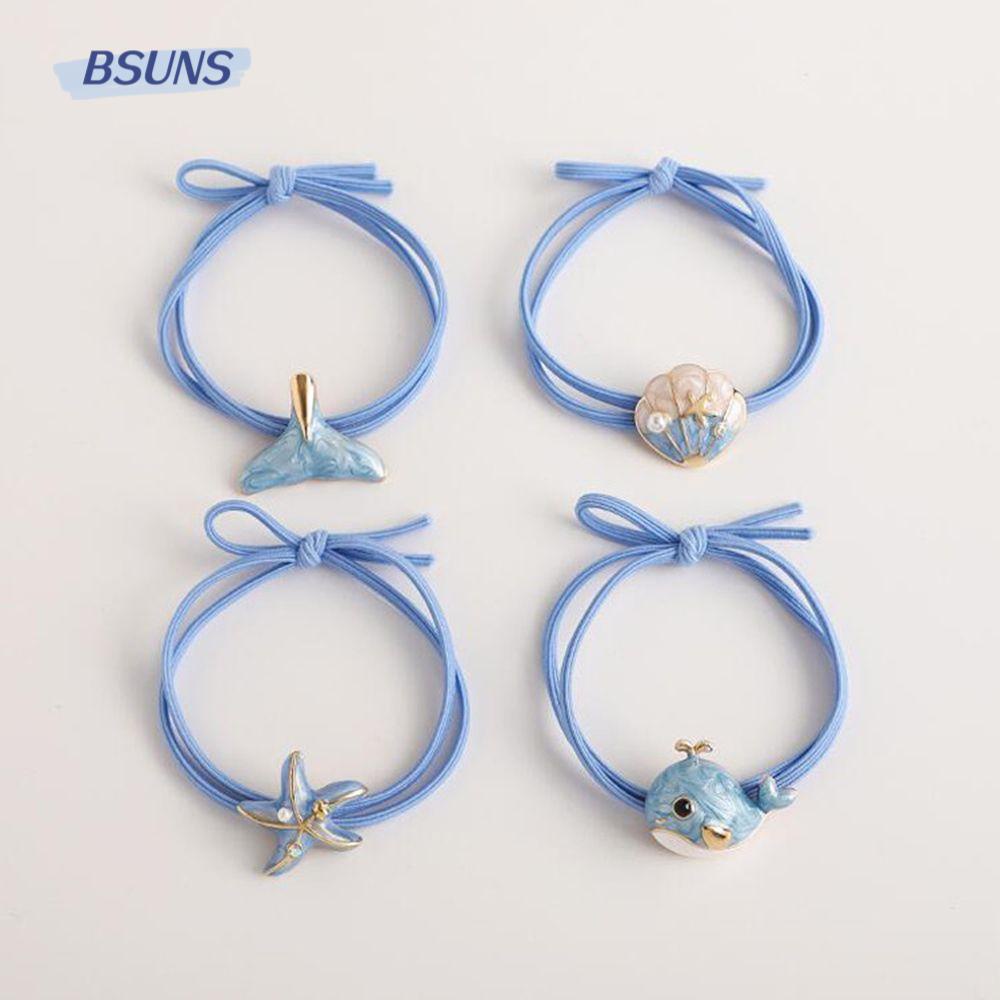 BSUNS Dây Buộc Tóc Cao Su Co Giãn Hình Cá Voi / Sao Biển Dễ Thương