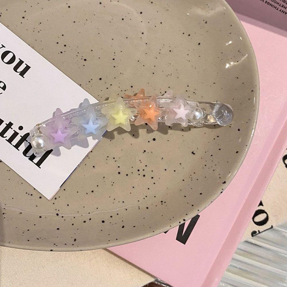 DARON Kẹp Tóc Dạng Xoăn Dài Hình Ngôi Sao Nhiều Màu Sắc Bằng Acrylic