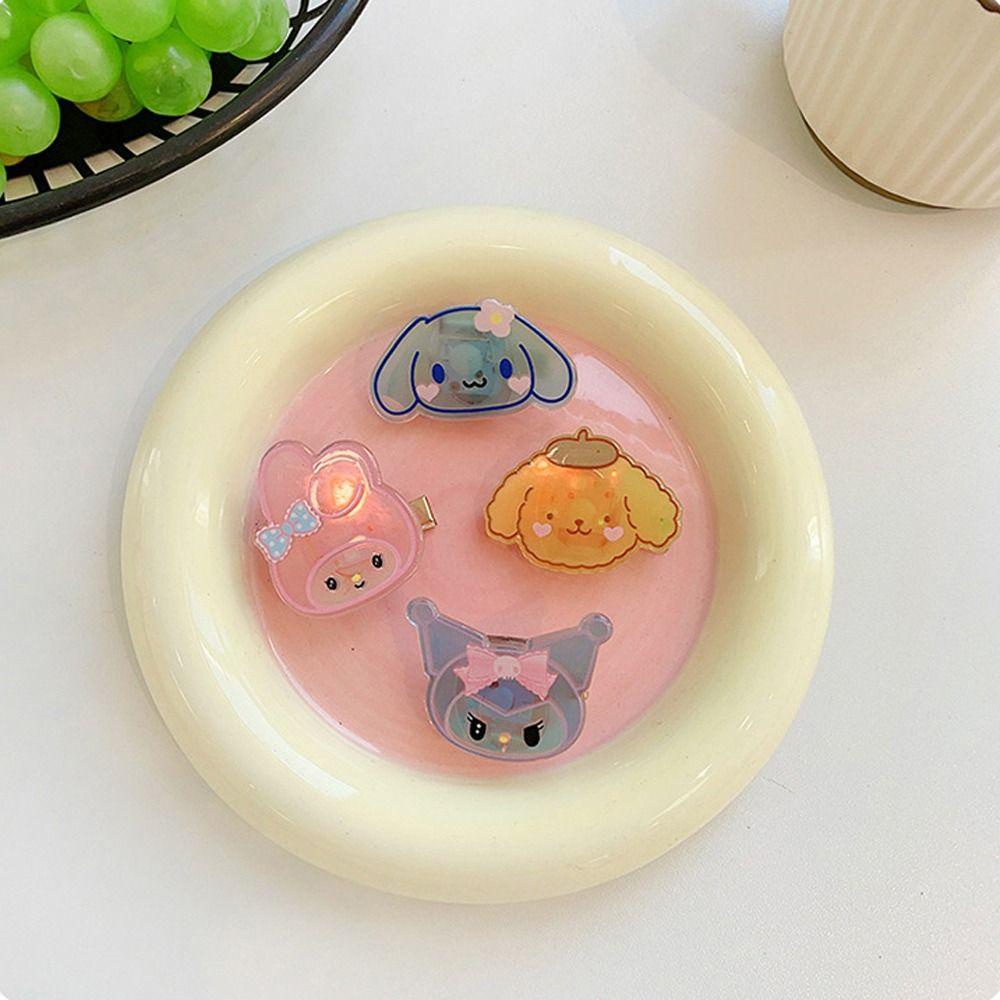 AROMA Kẹp Tóc Hình Mèo Kuromi Kitty Cinnamoroll Dạ Quang Cho Nữ
