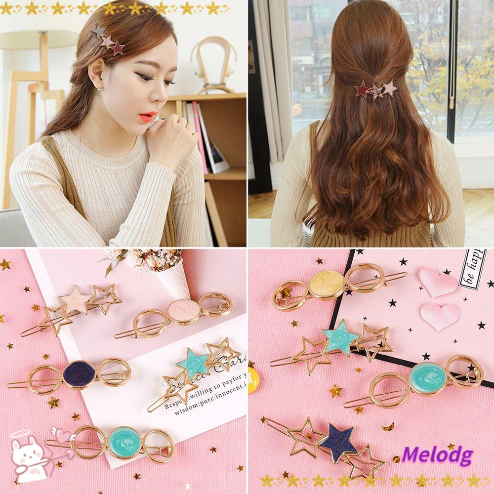 MELODG Kẹp Tóc Hình Ngôi Sao, Hình Tròn, Chất Liệu Hợp Kim