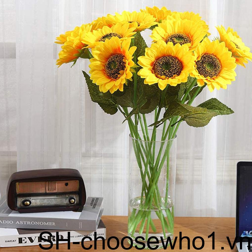 Set 6 Nhánh Hoa Hướng Dương Nhân Tạo Sống Động Như Thật Dùng Trang Trí Khách Sạn