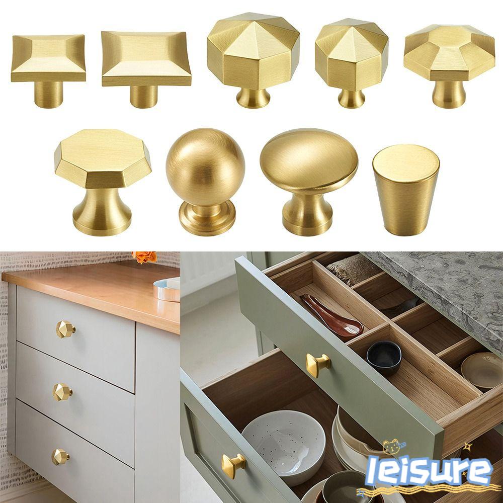 LEISURE Tay Nắm Cửa Tủ Hình Tròn Bằng Đồng Thau Cổ Điển