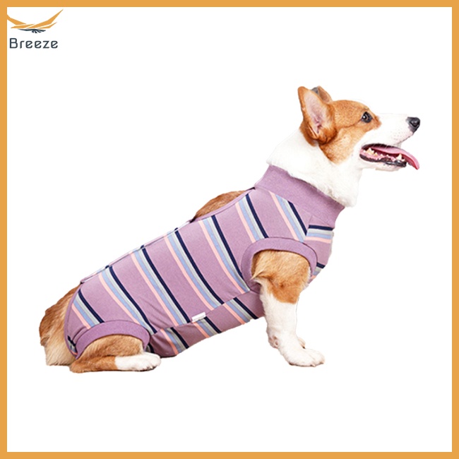 Bộ Đồ Họa Tiết Sọc Co Giãn Tốt Thoải Mái Chống Liếm Vết Thương Cún Cưng