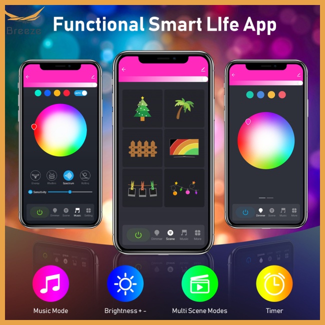 Dây Đèn Led 5v Thông Minh Kết Nối Bluetooth Độ Nhạy Cao Kèm Micro Tiện Dụng