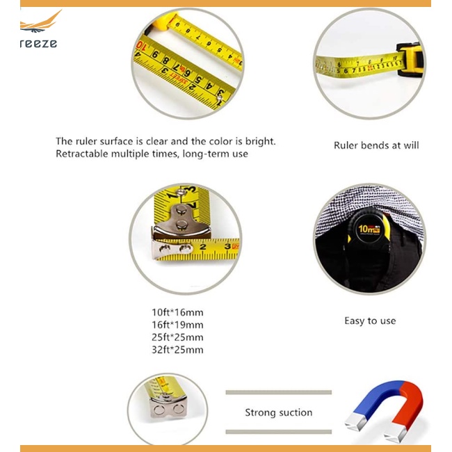 Thước Dây Cuộn 10ft 16ft 25ft Có Móc Nam Châm