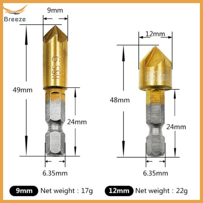 Set 6 Mũi Khoan Gỗ HSS 5Flute 90 Độ 6mm-19mm