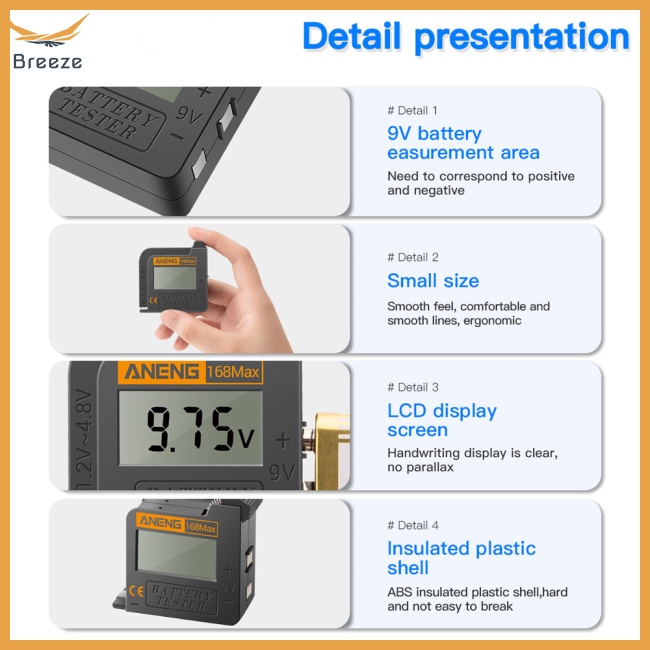 ANENG Máy Kiểm Tra Dung Lượng Pin Lithium 168Max Màn Hình Hiển Thị Kiểm Tra Tải Thông Dụng AAA AA