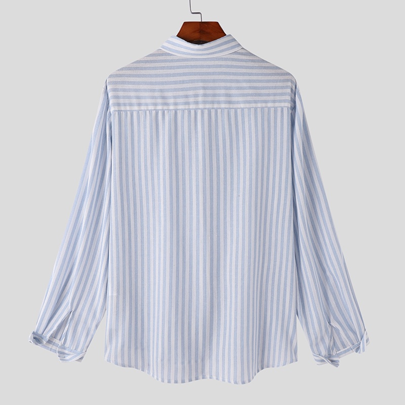 Áo Sơ Mi Tay Dài Cổ Bẻ Dáng Ôm Họa Tiết Kẻ Sọc Thời Trang Hàn Quốc