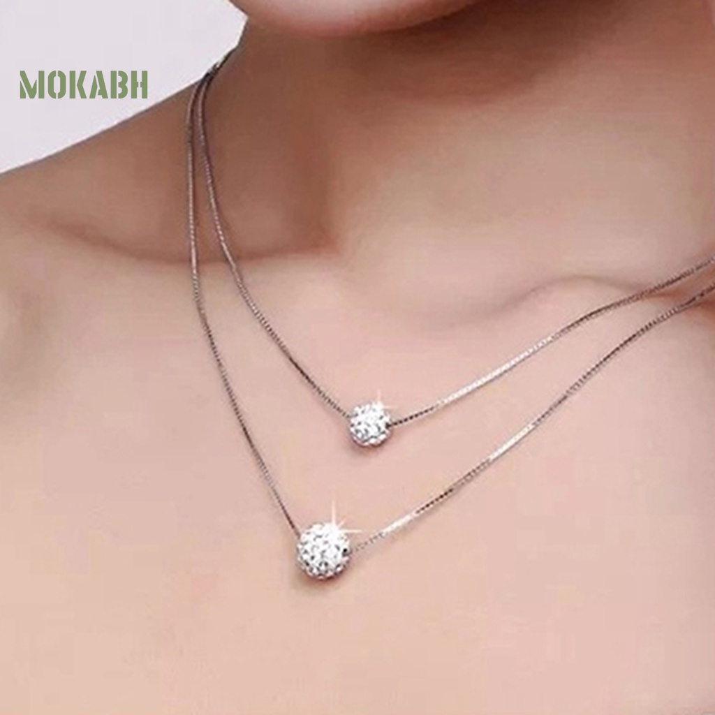 Vòng cổ Hai Lớp Đính Đá Kiểu Dáng Đơn Giản Sang Trọng Cho Nữ