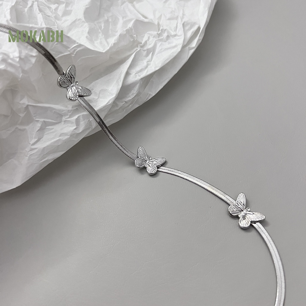 [Mok Abh] Vòng Cổ Mạ Bạc Hình Xương Rắn Thanh Lịch Thời Trang Cho Nữ