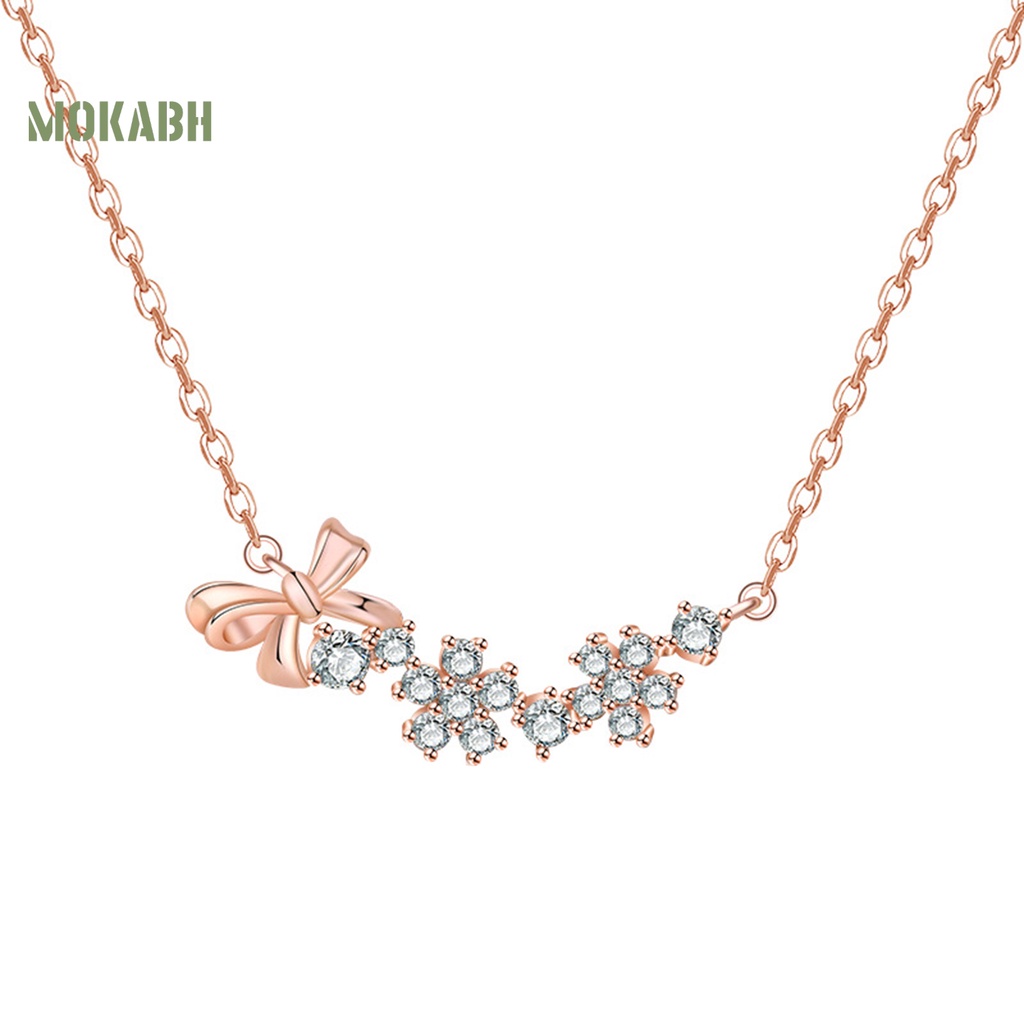 Vòng cổ Mạ Điện Màu Sắc Trơn Trang Trí Thắt Nơ Đính Đá Zircon Thời Trang Cho Nữ