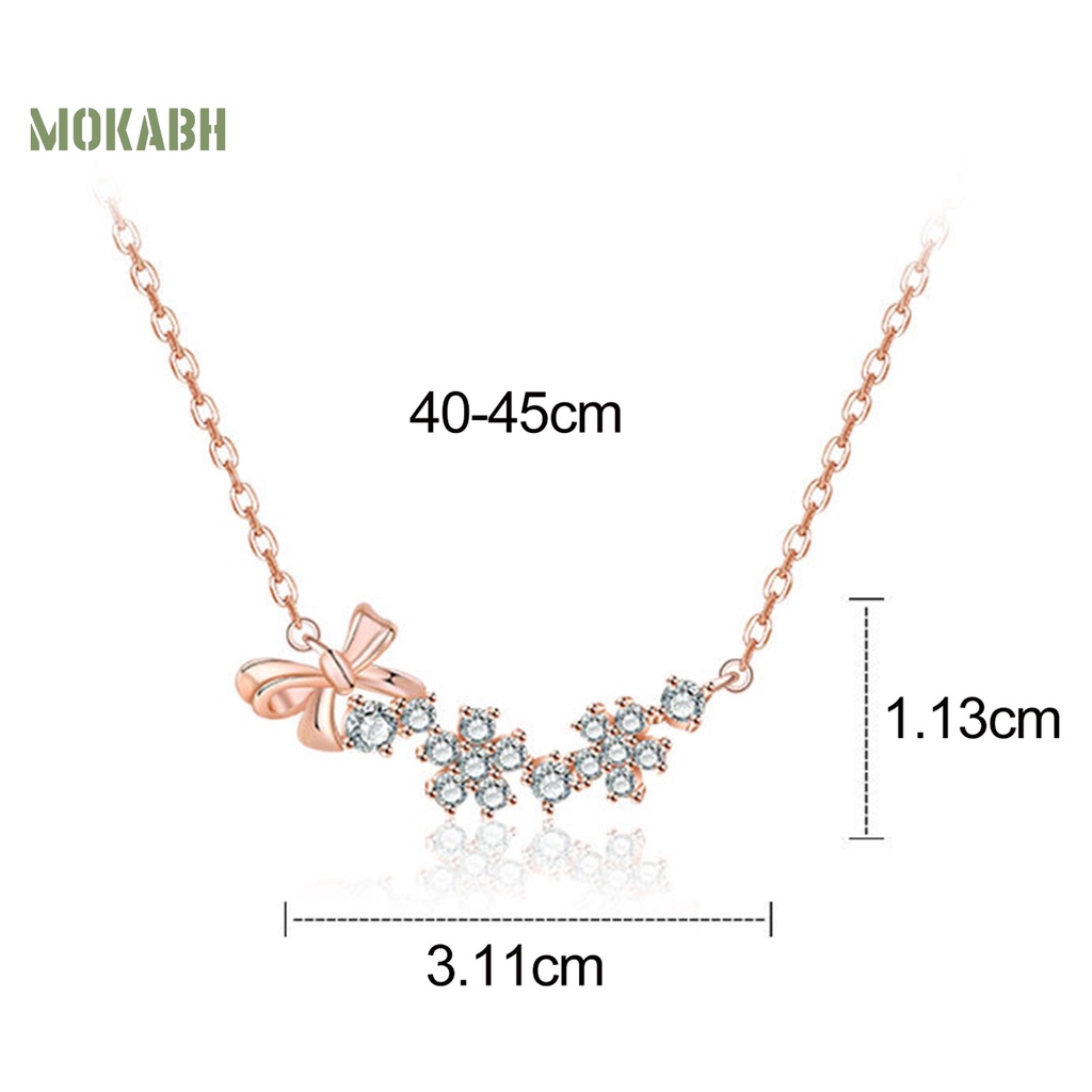 Vòng cổ Mạ Điện Màu Sắc Trơn Trang Trí Thắt Nơ Đính Đá Zircon Thời Trang Cho Nữ