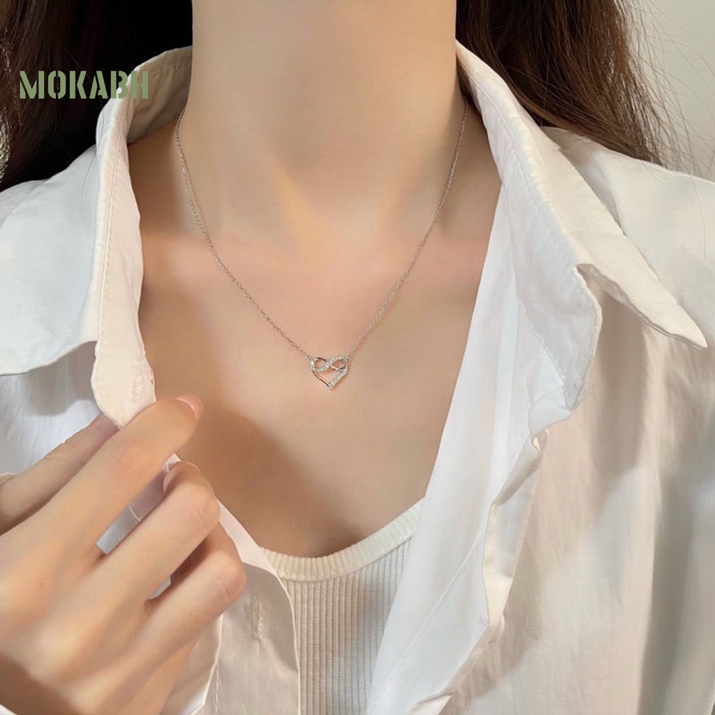 [Mok Abh] Vòng cổ Mặt Hình Số 8 Đính Đá Lấp Lánh Kiểu Dáng Sang Trọng Cho Nữ