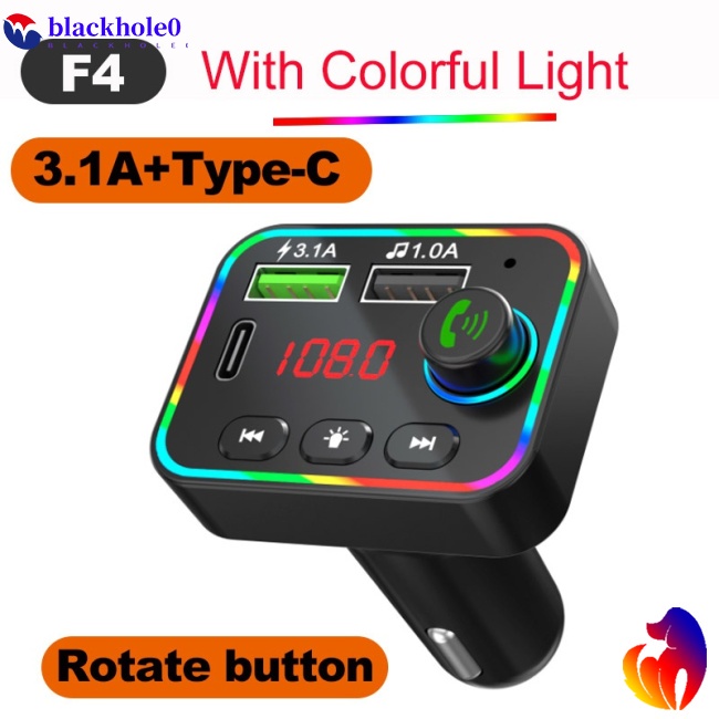 Tẩu Sạc Nhanh Hai Cổng Qc3.1A Kiêm Máy Nghe Nhạc Mp3 F4 Bluetooth Nhiều Màu Dành Cho Xe Hơi