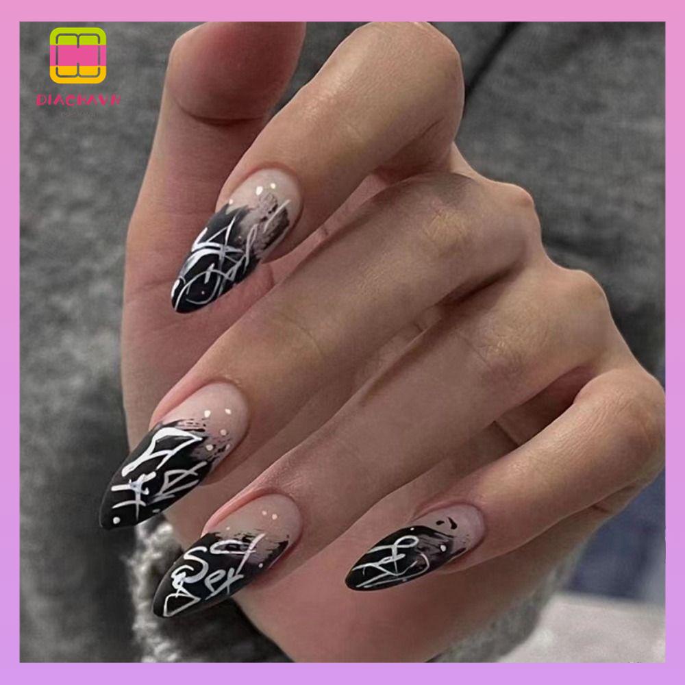 DIACHAVN Bộ 24 Móng Tay Giả Che Phủ Toàn Diện Phong Cách Cổ Điển
