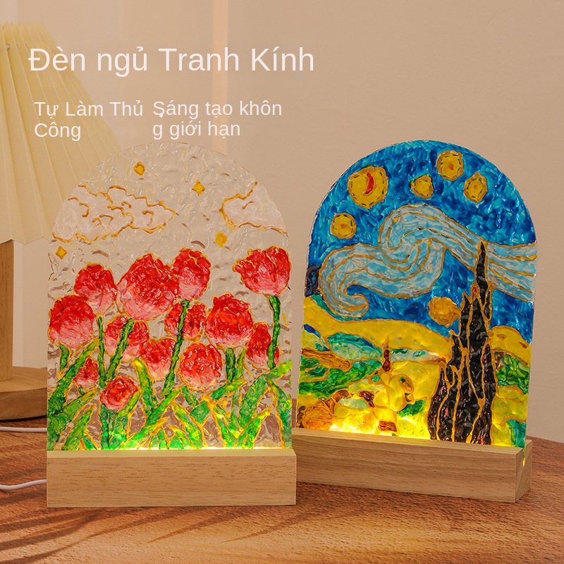 Đèn Ngủ Bằng Kính Thủ Công Thiết Kế Sáng Tạo