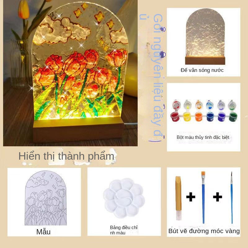 Đèn Ngủ Bằng Kính Thủ Công Thiết Kế Sáng Tạo