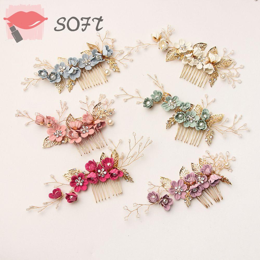SOFTNESS Lược Cài Tóc Cô Dâu Đính Đá Sang Trọng