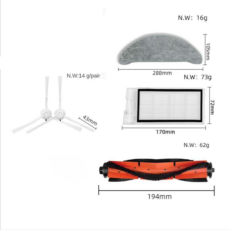 Phụ Kiện Giẻ Lau / Chổi Chính / Tấm Lọc Cho Robot Hút Bụi Xiaomi Roidmi Eve Plus