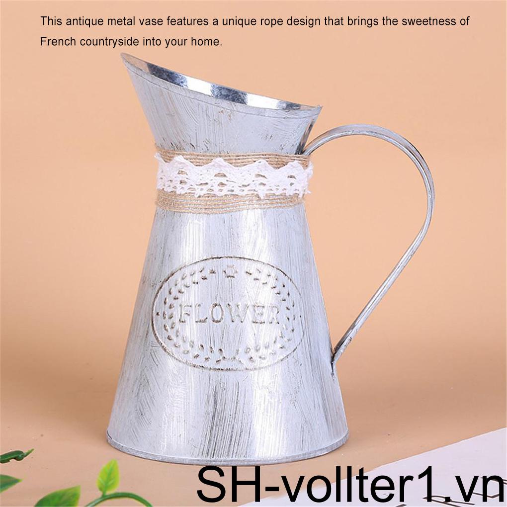 Bình Hoa Bằng Thiếc Phong Cách Đồng Quê Cổ Điển Dùng Trang Trí Phòng Khách / Sân Vườn / Văn Phòng