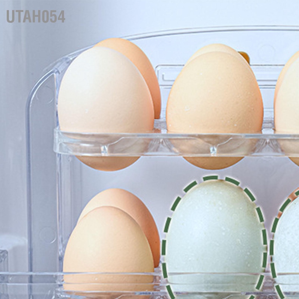 Utah054 Hộp Đựng Trứng Có Thể Gập Lại 3 Lớp Đơn Giản Bảo Vệ Khay Bằng Nhựa Dụng Cụ Tổ Chức Cho Nhà Bếp Gia Đình
