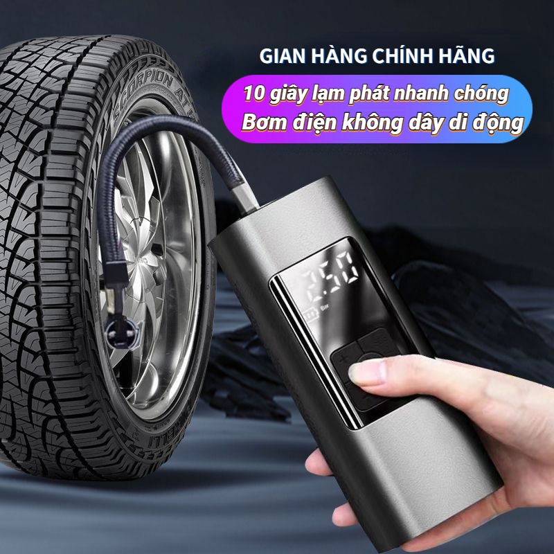 Máy bơm không khí thông minh không dây trên ô tô Màn hình kỹ thuật số LED lấp đầy nhanh 10 giây