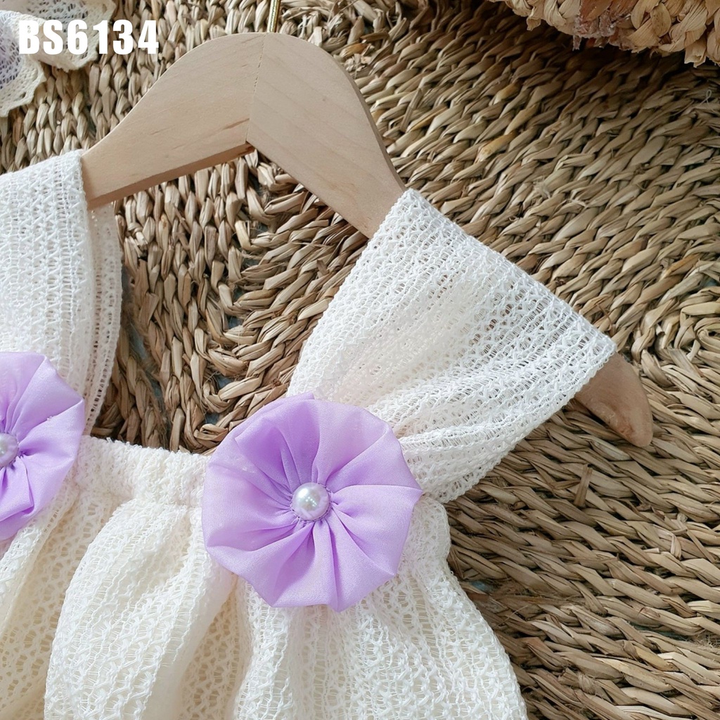 Quần Áo body liền thân cho bé gái sơ sinh 1 2 tuổi màu hồng và kem thương hiệu Mint's Closet MINTSCLOSET - BS6134