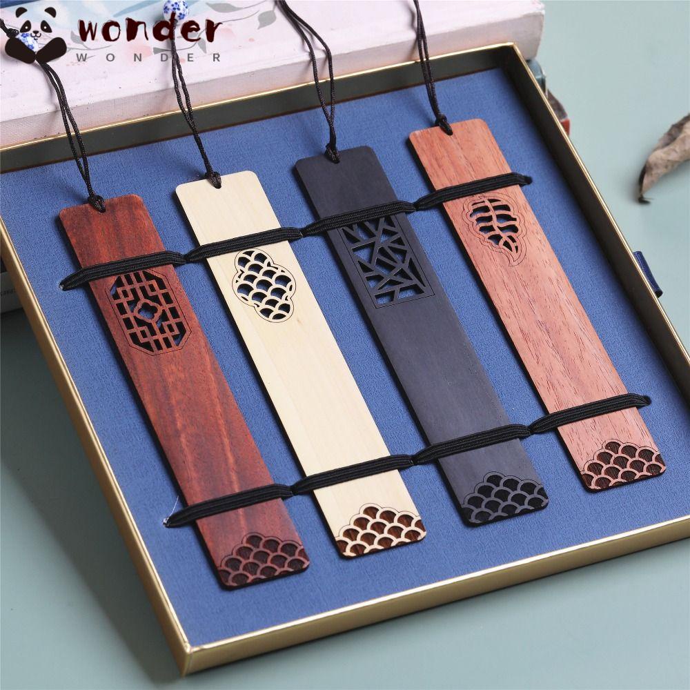 Kẹp Sách Bằng Gỗ Khắc Họa Tiết Phong Cách Trung Hoa Cổ Điển Dành Cho Văn Phòng