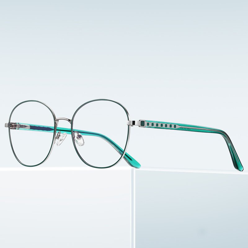 Mắt Kính Gọng Tròn Oversized Bằng Kim Loại Siêu Nhẹ Chống Ánh Sáng Xanh Chất Lượng Cao