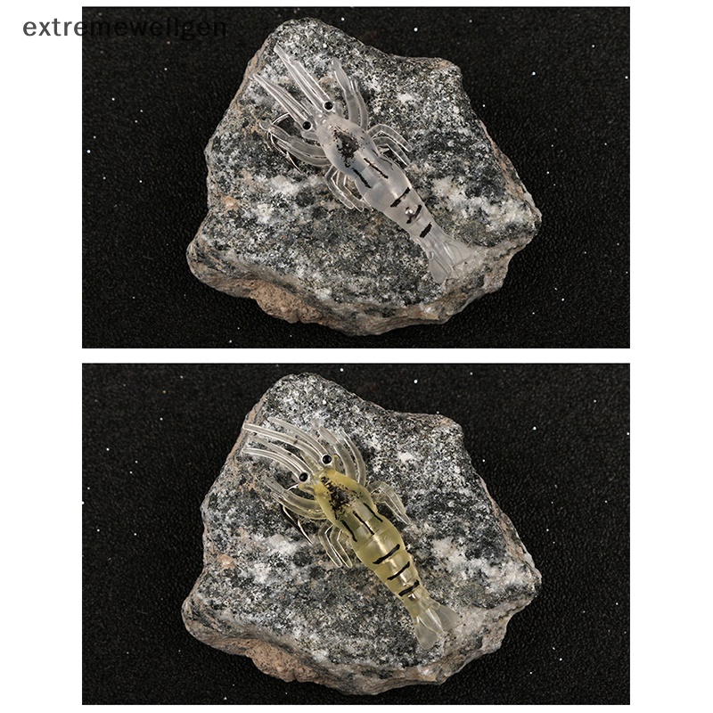 [Cực Tốt] Set 10 Mồi Câu Cá Giả Hình Tôm Bằng Silicon Mềm Phát Sáng Kèm Móc Câu