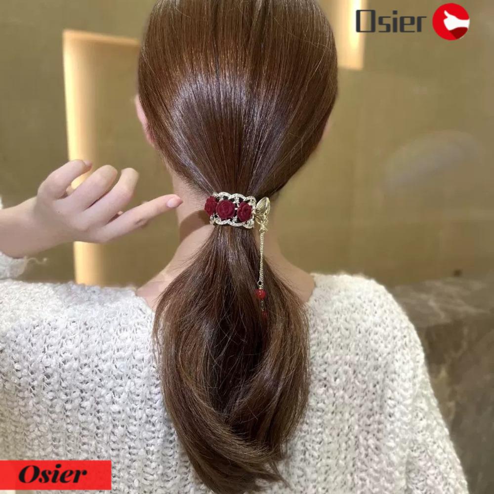 OSIER1 Kẹp TóC HìNh Hoa HồNg ĐíNh Kim Cương Giả ThờI Trang Cho Nữ
