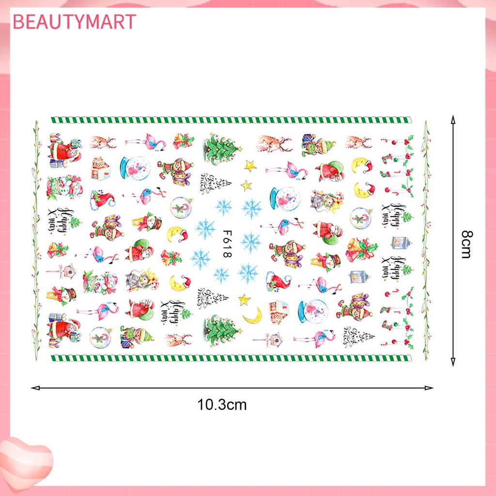 Miếng Dán Trang Trí Móng Tay 3D Nhiều Màu Sắc Họa Tiết Ông Già Noel / Cây Lá Phong / Xương Rồng Dễ Thương DIY