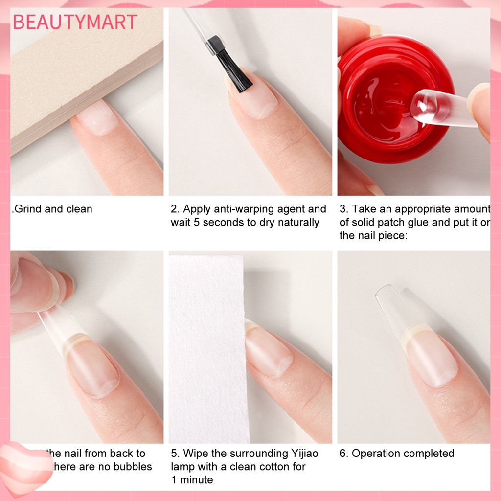 Bộ Móng Tay Giả 5g Màu Trơn Không Dính Dễ Dàng Làm Trắng Không Bong Bóng Khí DIY