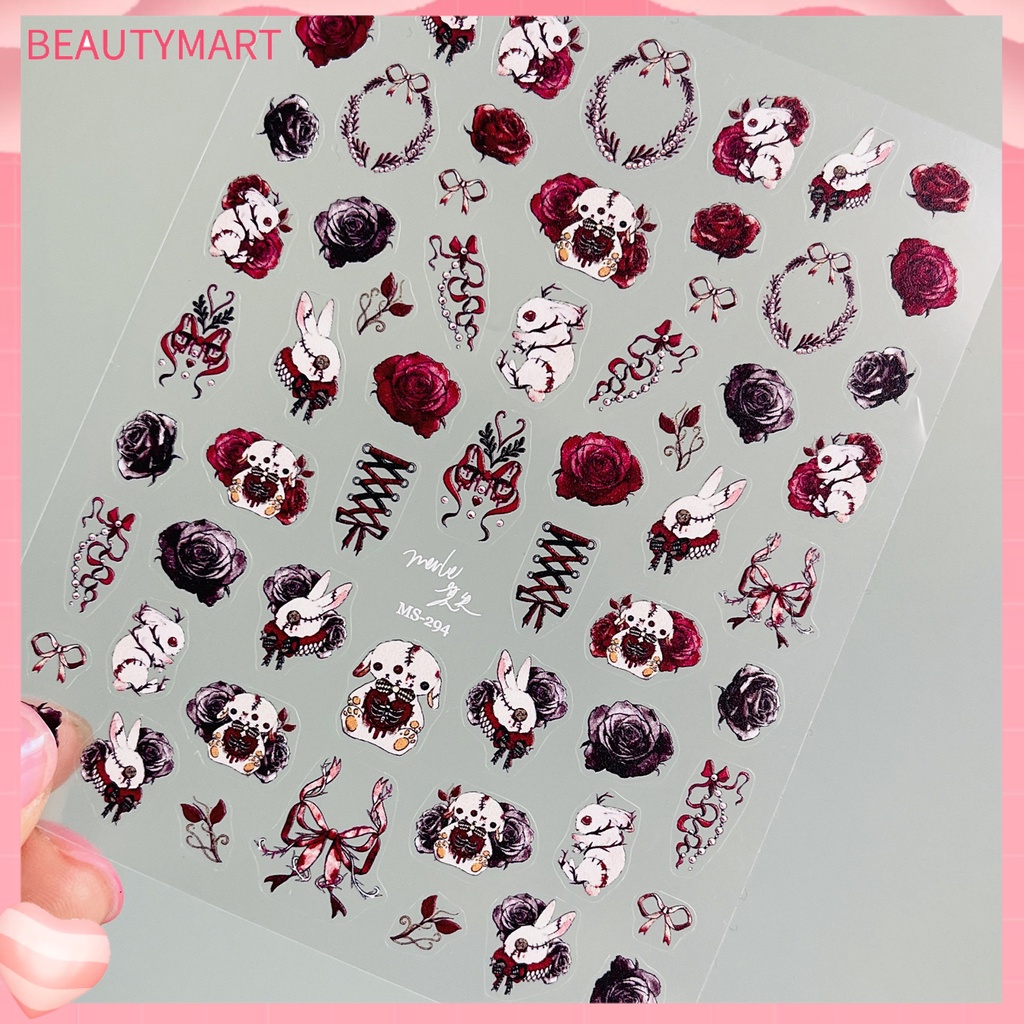 Miếng Dán Trang Trí Móng Tay Tự Dính Không Phai Hình Thỏ Hoạt Hình Siêu Mỏng