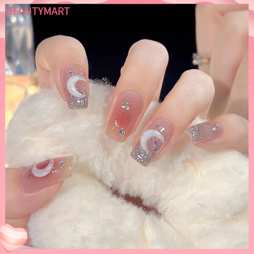 1 Bộ Móng Tay Giả Đính Kim Cương Giả Dễ Tẩy Trang