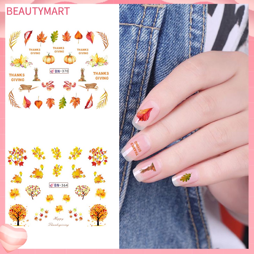 Set 12 Tờ Sticker Dán Móng Tay Lễ Tạ Ơn Ngày Lễ Tạ Ơn / Bí Ngô DIY