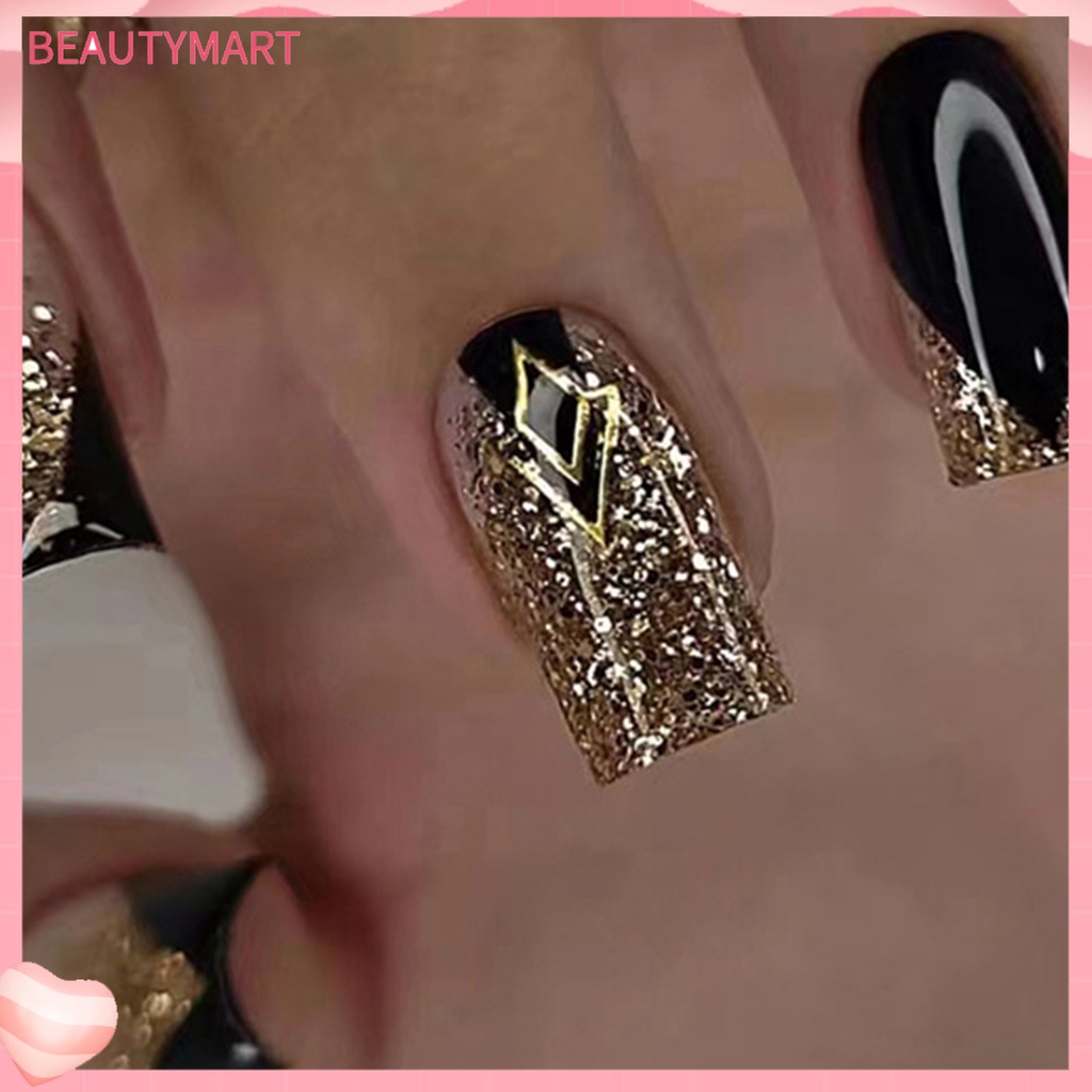 Bộ 24 Móng Tay Giả Có Thể Tháo Rời Nhiều Hiệu Ứng Lấp Lánh Che Phủ Toàn Diện Kiểu Pháp Cho Salon