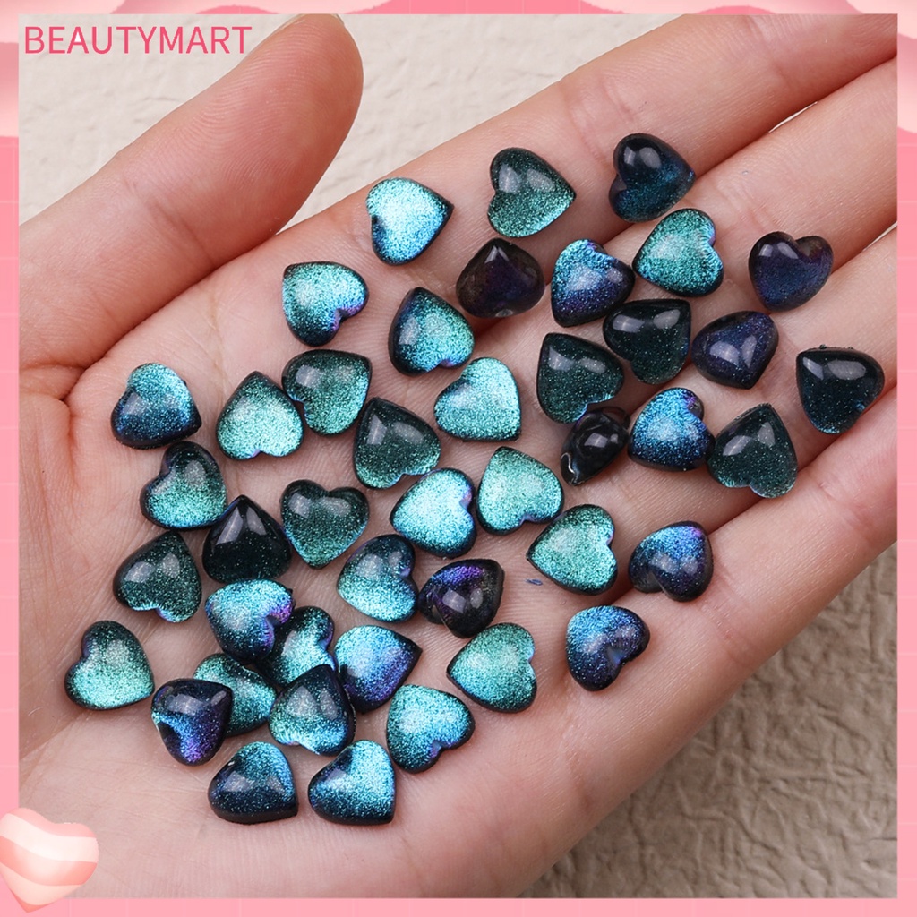 Bộ 50 Phụ Kiện Trang Trí Móng Tay Hình Trái Tim Lấp Lánh Xinh Xắn